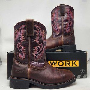 Women's 8.5 Ariat Krista Steel Toe work cowboy boots Dark Tan / Fig 10009494